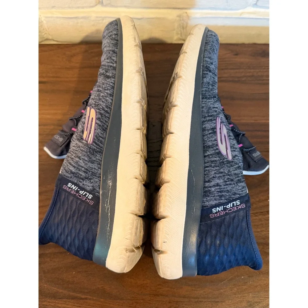 Skechers Hands Free Slip-ins Ultra Flex 3.0 Smooth Step Navy Pink Womens 9 Walk - Picture 4 of 10